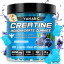Jednowodzian Gummie kreatynowe 5000 mg dla mężczyzn i kobiet, Cukier wolny, Niski w kalorii, z L- Tauryna + Witaminy do zwiększenia siły mięśniowej