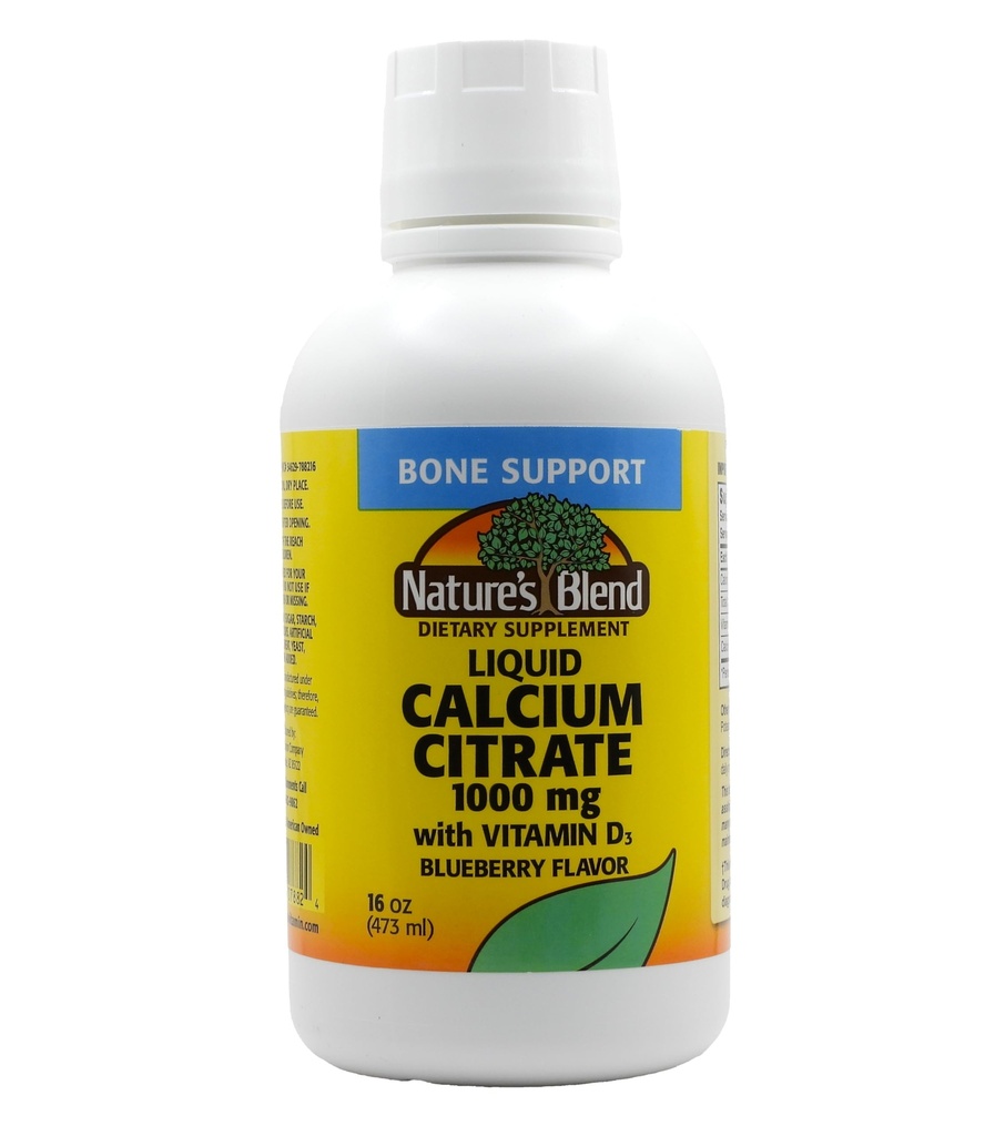 Płynny cytrynian wapniowy 1000mg z D3 16 fl oz Ciekłe borówki