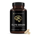 Elite Brain - Suplement Nootropowy do Skupiania, Pamięci i Jasności Mentalnej - ALCAR, Lions Mane, ALA, L- Theanine, Kompleks Witaminy B - Energia Naturalna, Kawiarenka wolna (60 Kapsułek)