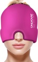 ONLYCARE Migrena Relief Cap, Ulepszony bezmózgowy Migrena Ice Head Wrap, Ból głowy Relief Hat Migrena, Gorący różowy