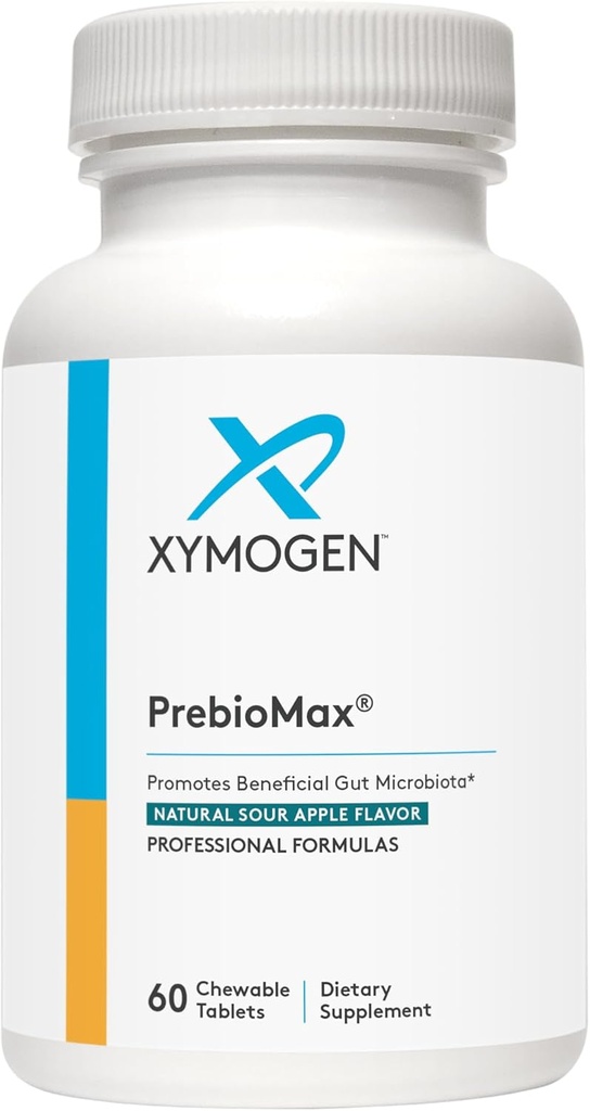 XYMOGEN PrebioMax Prebiotic Fiber Supplement - Xylooligosacharydy (XOS), aby pomóc utrzymać odżywcze zdrowie + Wsparcie zdrowej aktywności mikroorganizmów w GI Tract - Sour Apple (60 tabletek do żucia)