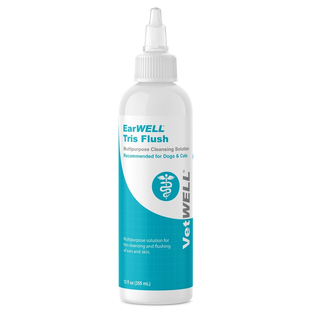 VetWELL Dog Cleaner Solution & Infection Treatment for Dogs & Cats, Tris Otic Cleanser Drops pomaga wyeliminować zapach i zwalczać zakażenia - 12oz