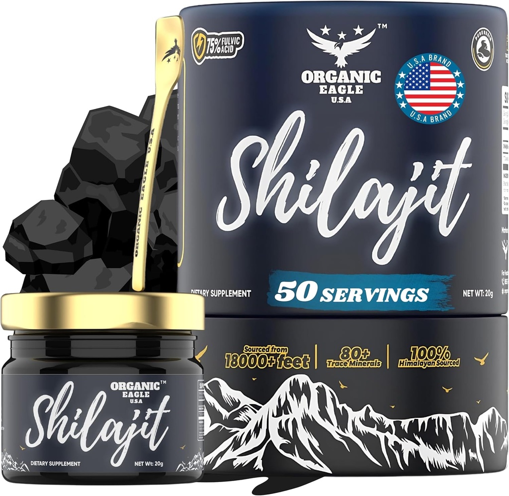 Himalayan Organic Shilajit 124; 50 Służenie 124; Natural Energy and Immunity Booster for Men & Women with 80 + Esential Trace Minerals & 75% + Fulvic Acid Activity 124; 100% Pure Activity 124; with Lab Test Report