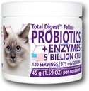 Total Digest ™ Feline Probiotics and Enzymes, All- Natural Digestive System Dietetic Supplement Formuła dla kotów (120 Sług)
