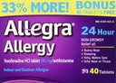 Allegra Allergy 40 Tablets (Bonus Pack - 33% więcej) 24 Hour Protection - Non Drowsy