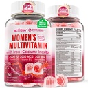 Metylowana multiwitamina dla Kobiet Gummie, Wapń, D3 K2, Metylfolan & B12, Inozytol, Daily Witamina A, C, E, Kompleks B, Biotin, Żelazko - Energia, Immune, Kości, Skóra, Włosy - Wegan, Bez cukru, 60 Liczba