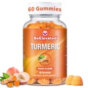 Curcumin Turmeric Gummies - Dodatkowa siła 2000mg 8: 1 Wyciąg Turmeric Supplement Gummies z Black Pepper & Ginger - Wegan Non-GMO Joint Support Chewables - Peach Flavor, 60 Count