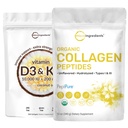 Micro Składniki Witamina D3 10000 iu + K2 200 mcg Olej kokosowy Softgels & Organic Collagen Peptydes Powder Bundle 2 Pack Agregable 124; Esencjonalny Sunshine Vitamin 124; Zhydrolizowany typ I & III Kolagen bydlęcy