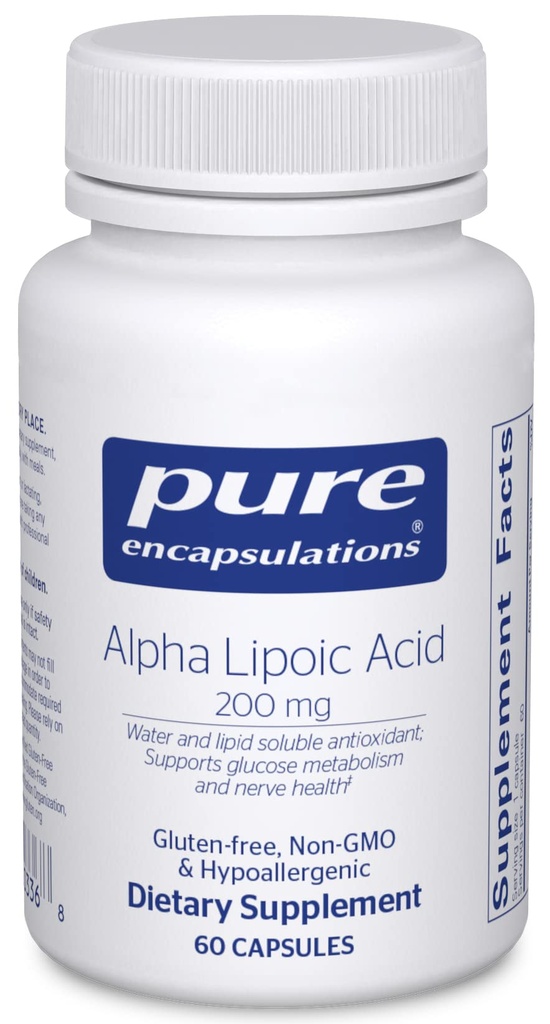 Pure Encapsulations Alpha Lipoic Acid 200 mg - 200mg ALA - Liver & Antioksydant Support * - for Nerve Health & Carb Metabolizm - Vegan & Non-GMO Supplement - 60 kapsułki