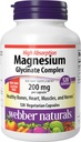 Webber Naturals Magnezu Glycinate Complex 200 mg, 120 Kapsułki wegetariańskie, Wysoka receptura absorpcyjna, Wspiera kości, Serce, Mięśnie i Nerwy, One- Per- Day, Wegan, Nowa etykieta!