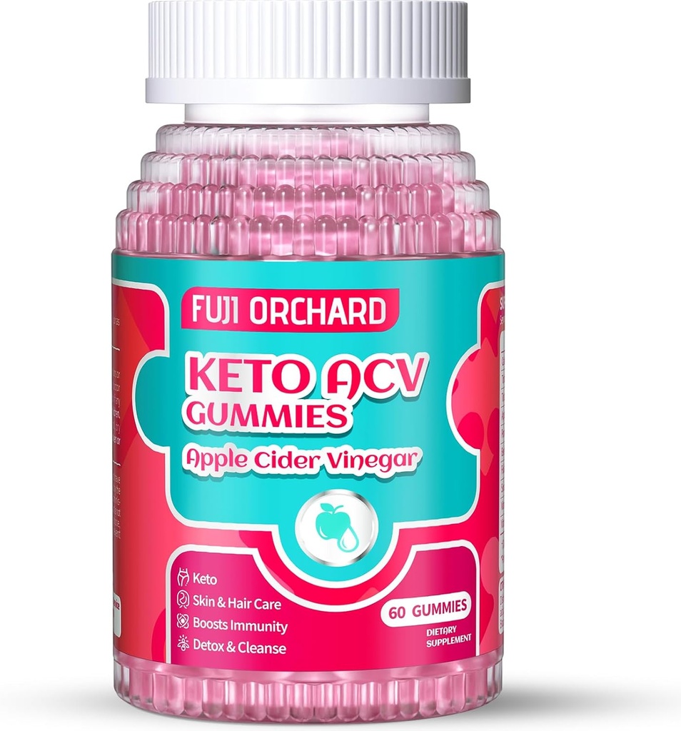 Keto ACV Gummies for Weight Loss - Delicious 1500MG Apple Cider Vinegar with Mother, Probiotics, Vitamins B6 & B12, Vegan & Non-GMO - Supports Metabolism & Fat Burn for Women, 60 Vegan