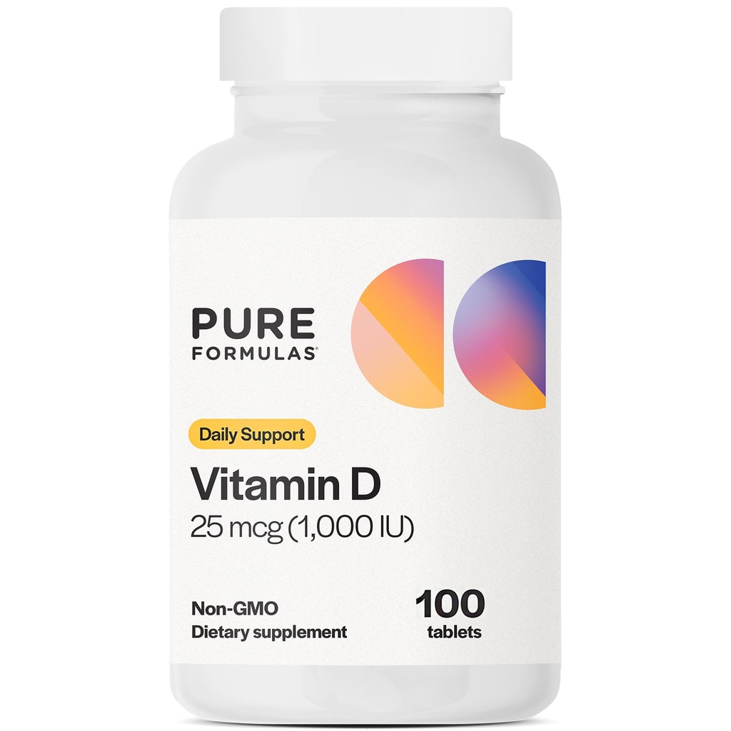 Purefibryna jako witamina D3 1000 j.m. 25 μg - Premium suplement witaminy D do zdrowej formacji kości, zębów, układu sercowo-naczyniowego i immunologicznego wsparcia nieGMO - 100 tabletek liczonych