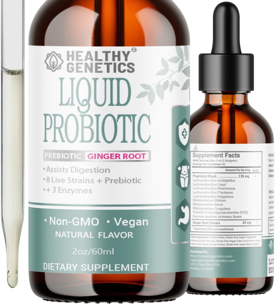 Probiotyki płynne dla kobiet Mężczyźni i dzieci 124; Prebiotyk + Ginger + Probiotyki dla zdrowia trawiennego 124; Acidophilus Probiotic dla kobiet 124; Wolne mleczne 124; Wegan 124; Non-GMO dla 124; Gluten Bezpłatne 124; 30 Sługi