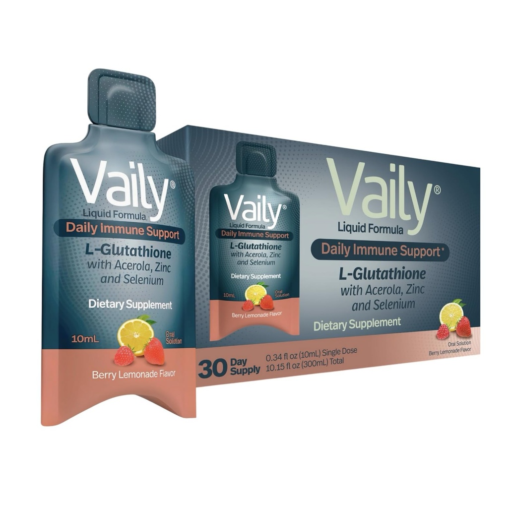 Suplement immunologiczny dla dorosłych - Liquid Glutathione Supplement 860 mg w / Acerola Witamina C Cynk & Selenium - Wysokiej mocy przeciwutleniacz, Zdrowie skóry, Detox Każdego dnia - 30 fiolek jednodawkowych