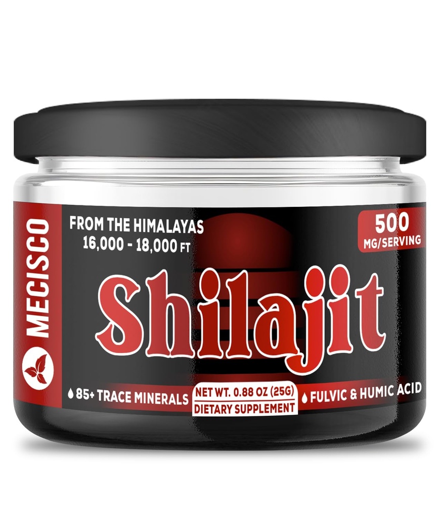 25g Shilajit Pure Himalayan Organic - Shilajit Resin Zawiera naturalne Fulvic, Kwas Humiczny & 85 + Minerały śladowe - Wsparcie dla produkcji energii, Zdrowie mózgu, System immunologiczny i równowagi ciała