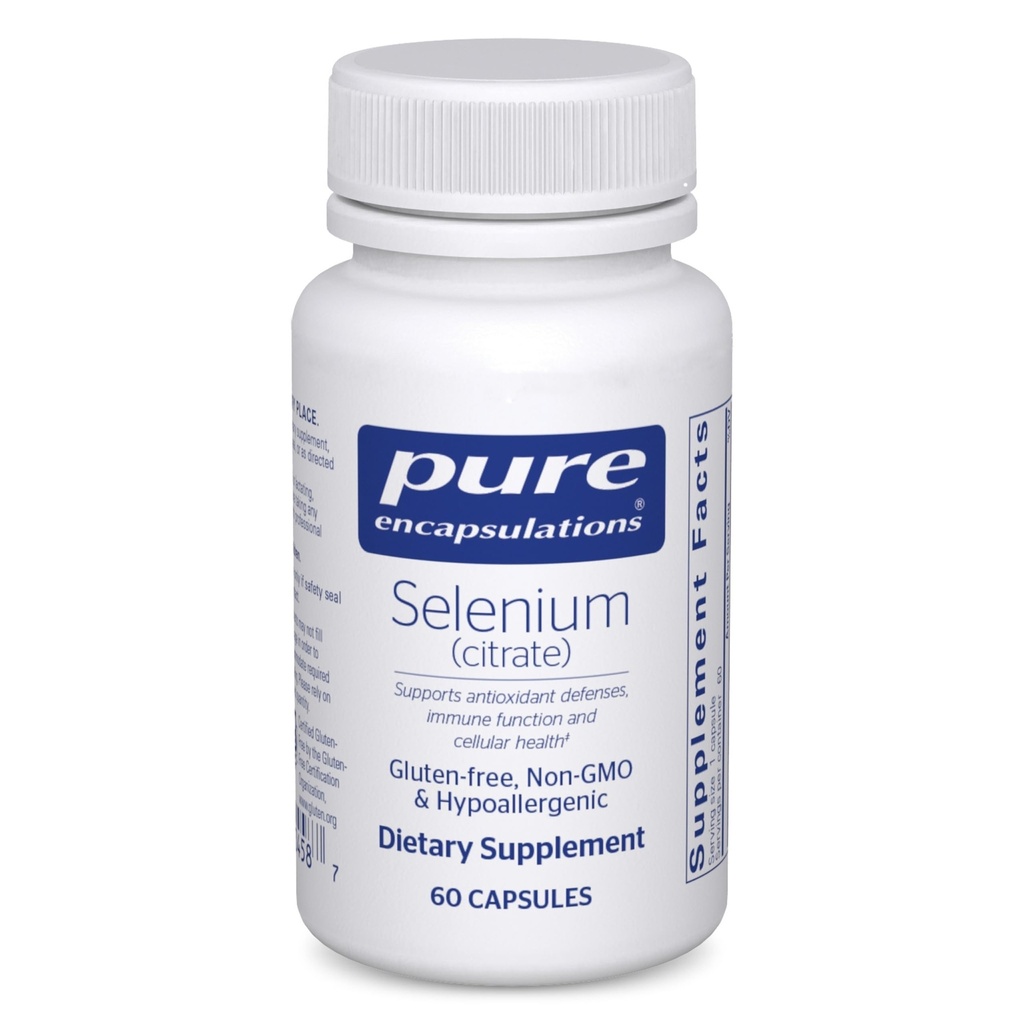 Pure Encapsulations Selenium (Cytrate) - dla immunologicznego systemu wsparcia i zdrowia komórkowego - Suplement przeciwutleniający - Wspomaga przepływ krwi * - Gluten Free & Vegan - 60 kapsułki