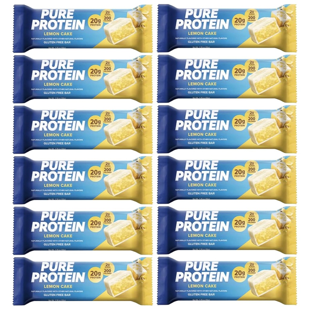 Czyste bary białka, wysoki poziom białka, odżywcze przekąski do wsparcia energii, niski cukier, 1,75 oz 12 Count Lemon Cake