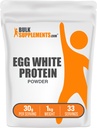 BulkSupplements.com Proszek z białkami jaj - Proszek z białkami jaj, Proszek z laktozy - Bezflawored & Dairy Free, 30 g na porcję, 1 kg (2,2 kg) (opakowanie po 1)