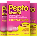 Pepto Bismol Tabletki do rozgryzania i żucia dla Nudności, oparzenia serca, niestrawności, roztrzęsionych żołądków i Biegunka Relief, Oryginalny Flavor, 90 Razem (3 opakowania po 30)