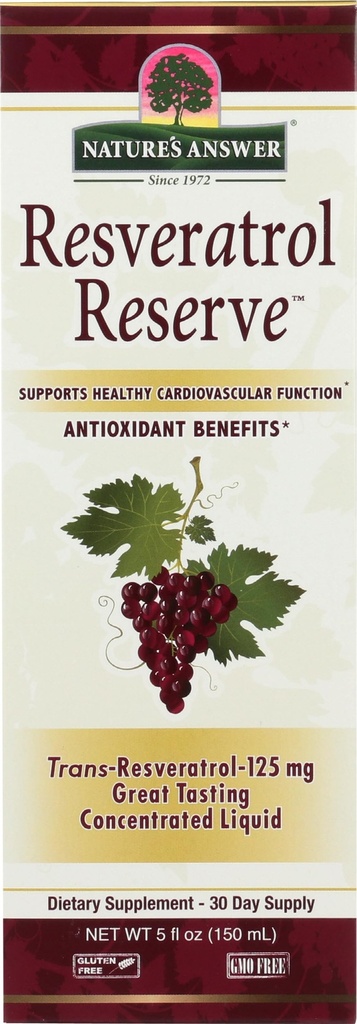 Odpowiedź Nature 's Alcohol- Free Resveratrol Reserve 5oz Koncentrat płynny 124; Pakowane z przeciwutleniaczami 124; Promotuje ogólne Well- Bycie 124; Immune System Support 124; Pojedyncza liczba