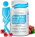 5 w 1 Suplement żurawinowy dla kobiet, 36 mg PAC 100% Rozpuszczalny D- mannose Dandelion Herb Mulberry Uva Ursi Leaf Natural Urnary Tract Health Support, Żurawinowe tabletki UTI Zapobieganie 90 Czapki