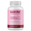 Witamina D3 5000 j. m. + Witamina K2 100 μg w postaci MK- 7 (120 Kapsułek wegetariańskich) - Brak stearynianów - Wegan - Nie GMO - Bez glutenu