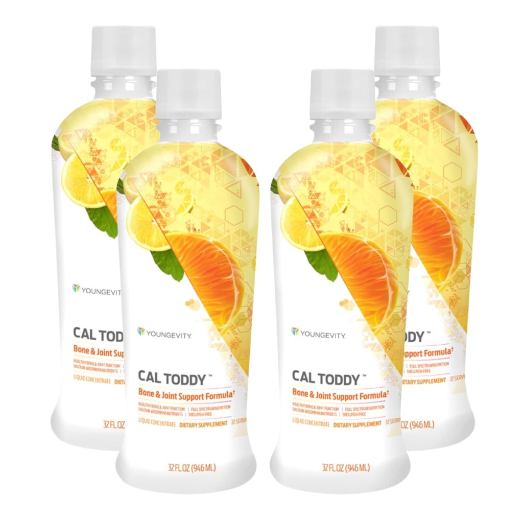 Młodość CAL Toddy - Wapń (Cytrat, Fosforan) Magnez 1,200mg / 600mg - Witaminy D-3, Cynk, Miedź, Potas, Bor i 70 + Ślady Mineralne Współczynniki - Popiera zdrowie kości - 32 Fl Oz (Opakowanie 4)