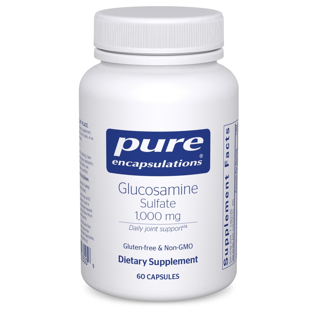 Pure Encapsulations Glukozamina Siarczan 1,000 mg Krzemionka 124; Suplement do Wspólnego Wsparcia i Mobilności, Chrząstki Zdrowia i Tkanka Połączona * Krzemionka 124; 60 Kapsułki