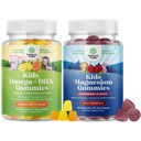 Paleta gumek Omega DHA dla dzieci - Kwasy tłuszczowe Omega 3 6 9 z witaminą C dla mózgu, odporności i wizji i dzieci Magnezu Gummies - Mag Citrate for Nerve Health Muskles & Healthy Heart Support