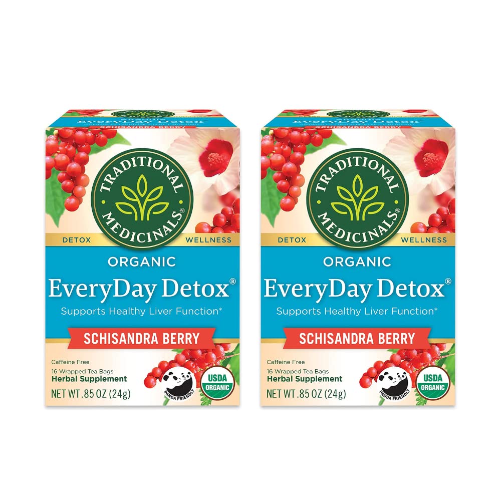 Tradycyjne Medicinals Organic Everyday Detox Schisandra Berry Herbal Herbal Hermal, Wspomaga zdrowe czynności wątroby (16 Hrabia (Pack of 2))