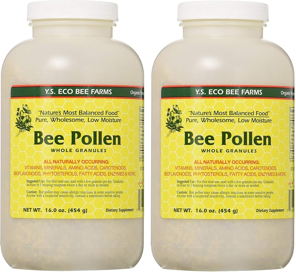 Pszczoła Pollen - Low Moisture Whole Granulars YS Eco Bee Farms 16 oz Granular (2 opakowania)