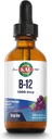 KAL B12 1000 µg DropIns, Witamina o wysokiej absorpcji ciecz B12, Zdrowe suplementy energetyczne do metabolizmu, Zdrowie serca, Nerwy, Wsparcie Czerwonej Krwinki, Naturalny Grape Flavor B12 Drops, 196 Służenie, 2oz