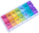 7 dzień PM Pill Organizator, Moisture- Proof Design i duże zespoły do przechowywania witamin, Olej rybny, Suplementy, Cotygodniowe Pill Box / Cases, Codzienne Dispenser Medycyny (14 Komory bez alarmu)