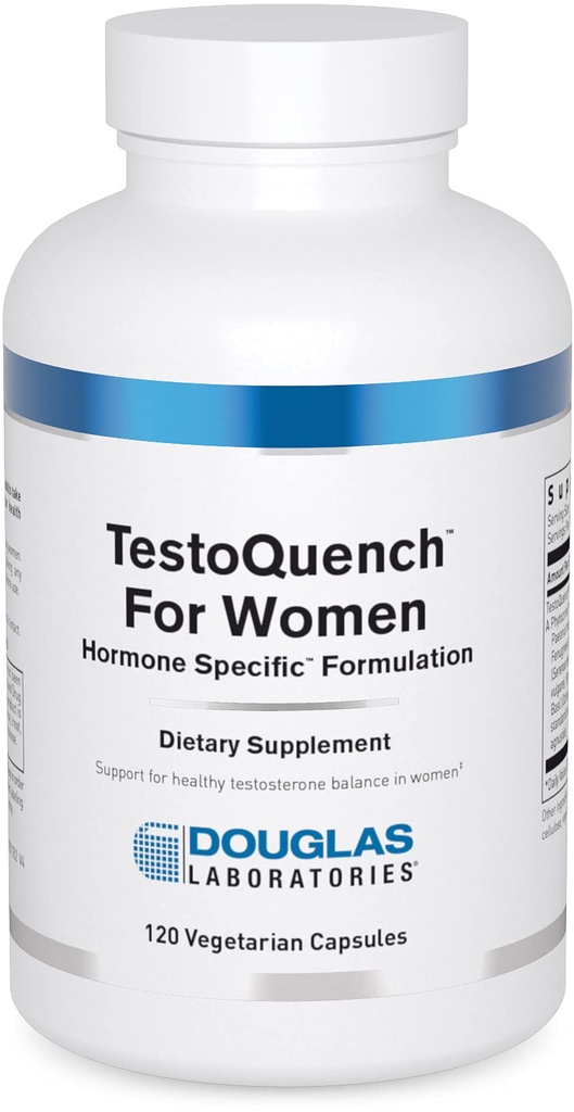 Douglas Laboratories TestoQuench for Women - Pamięć, Skóra, Supplement zdrowia włosów i serca * - Z Saw Palmetto, Święty Basil & Koper - 120 Kapsułki wegetariańskie