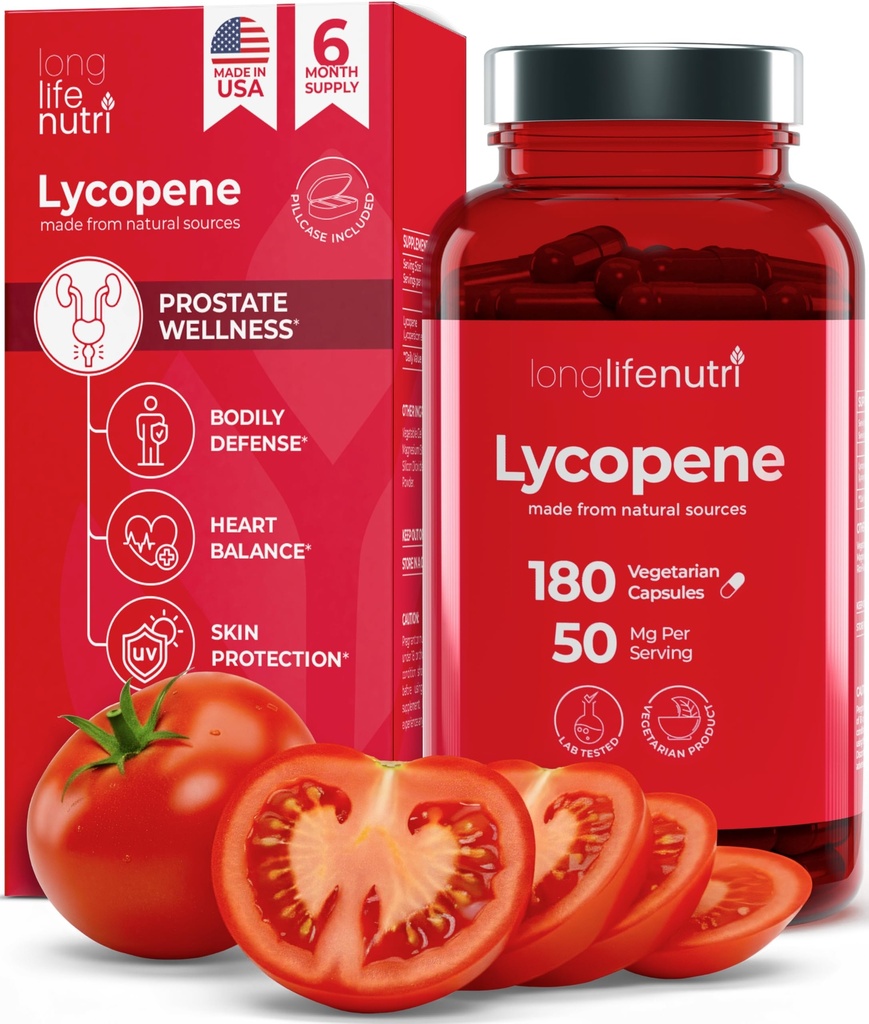 Likopen 50mg 180 Kapsułki wegetariańskie 124; Suplement Zdrowie 124; Naturalny ekstrakt pomidorowy nieGMO 124; Czysty proszek