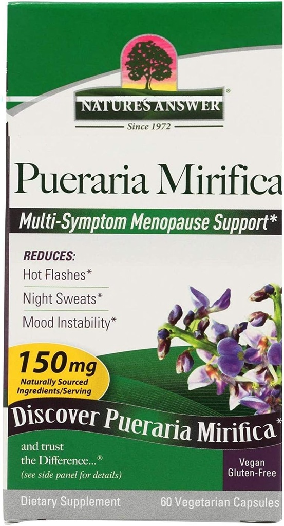 Odpowiedź natury Pueraria Mirifica Kapsułki 60 Hrabia 124; Kobieta Redukcyjne wsparcie 124; Gładka skóra i suplement do włosów 124; Naturalna pomoc menopauzy