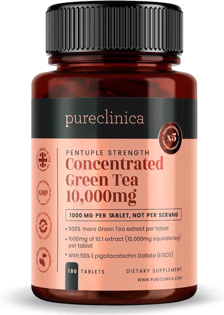 pureklinica skoncentrowana zielona herbata 10,000mg x 180 tabletek