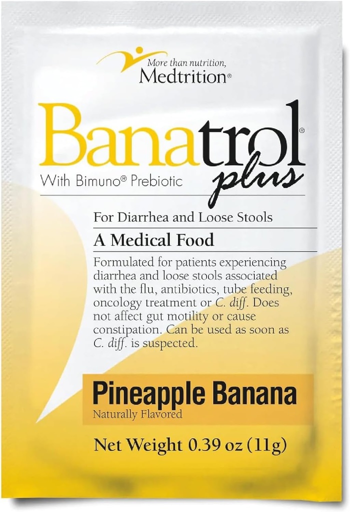 Banatrol ® Natural Anti- Biegunka z prebiotykami, Ulga od przewlekłej Biegunki, IBS, Powracająca Biegunka, Klinicznie wspomagane Medical Food, Non- Constipating, 25 Służenia (Ananas)