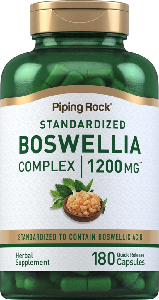 Piping Rock Boswellia Extract Kapsułki 124; 180 Hrabia 124; Herbal Supplement Supplement 124; Standaryzowany kompleks 124; Non-GMO, Gluten Free