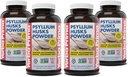 Yerba Prima Psyllium Husks Powder - 12 oz (Pack of 4) - Natural Fiber Supplement - Colon Cleanse - Gut Health - Vegan, Non-GMO, Gluten- Free (New Label - Packaging May Vary)