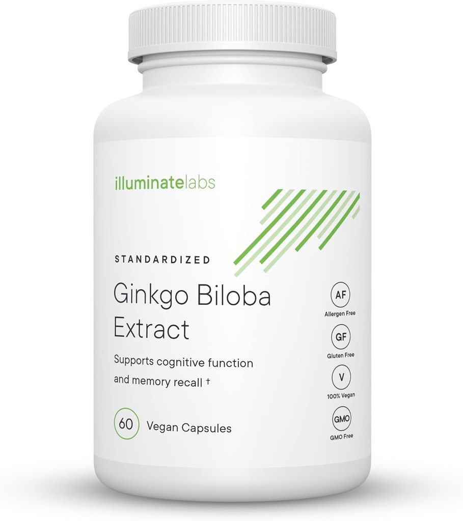 Illuminate Labs Ginkgo Biloba Extract Kapsułki 124; 240 mg 124; Obsługuje Focus, Koncentracja, Pamięć, Krótkoterminowe funkcje kognitywne 124; Trzecia-Strona Tested i Backed by Medical Research