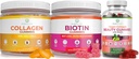 Purify Life Marine Collagen, Biotin, & Wegan Kolagen Bundle, Gummies do skóry włosów i paznokci (luzem - 90 Chews), Witamina Joint Care, Wsparcie immunologiczne, Piękno, Detox & Cleanse, Zastąp kapsułki, Pigułki