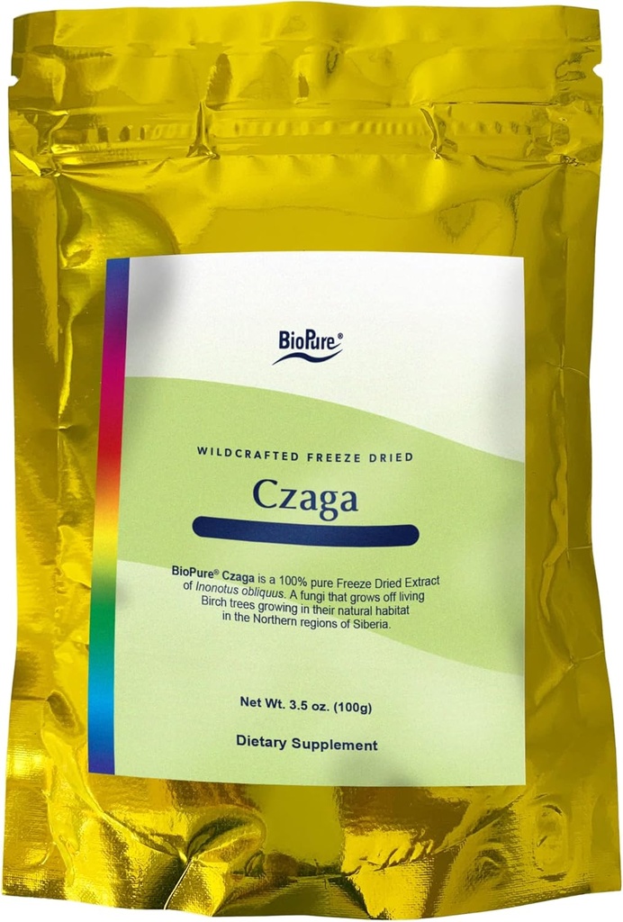 BioPure Czaga Freeze Suchy ekstrakt Syberyjski - Potent pudrowane Chaga Glushroom bogaty w Beta- Glukany do wsparcia wątroby, immunologiczne i funkcje żołądkowo-jelitowe, i pomaga w odpowiedzi na stres ciała - 100g