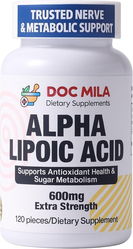 Alpha Lipoic Acid 600mg 120 Cappets - Nerve Sciatica Peripheral Neuropathy Support - Gluten Free, Vegan & Non-GMO dla dorosłych