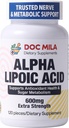 Alpha Lipoic Acid 600mg 120 Cappets - Nerve Sciatica Peripheral Neuropathy Support - Gluten Free, Vegan & Non-GMO dla dorosłych