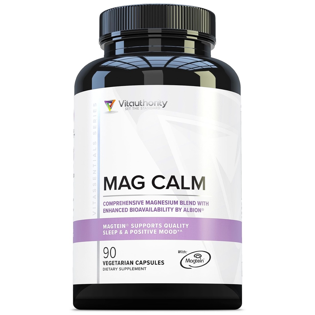 Vitauthority Magnezu L- Threonian Biglycenate Chelate Mieszanka GABA i L- Theanine Sleep Support 90 Kapsułki 30 Służenie