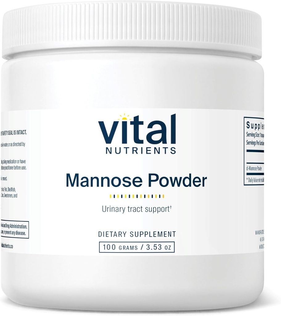 Vital Nutrients Mannose Powder 100g | Vegan D-Mannose Supplement for Urinary Tract and Bladder Support | Gluten, Dairy, Soy Free | Non-GMO | 50 Servings