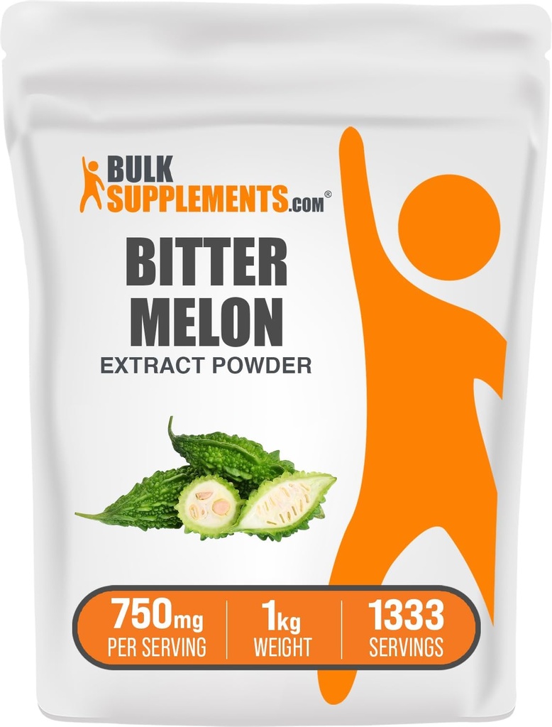 BulkSupplements.com Bitter Melon Extract Powder - Bitter Melon Supplement, Bitter Gourd Extract - Herbal Supplement, Gluten Free, 750mg per Serving, 1kg (2,2 kg) (Opakowanie po 1)