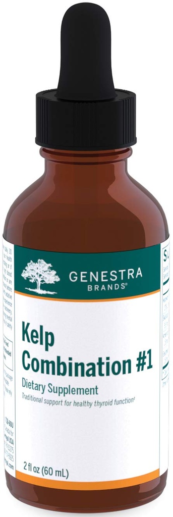 Genestra Brands Kelp Combination # 1 XI124; Zawiera Bladderwrack, Borage, Skullcap, American Ginseng i Eleuthero Budapest 124; 2 fl. oz.