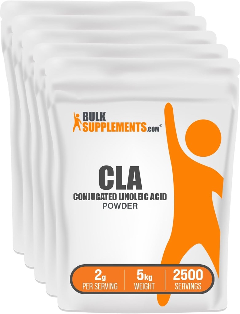 BulkSupplements.com Conjufared Linoleic Acid Powder - Suplement CLA, Suplement odżywczy - Bez glutenu, 2g Na Podawanie, 1kg (2,2 kg) (Opakowanie po 5)